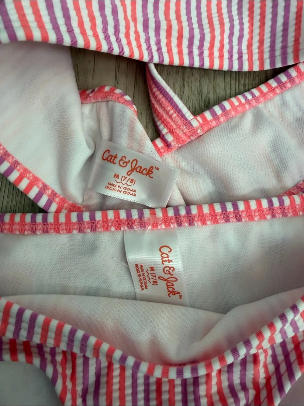 Cat & Jack Pink and White Striped Girls' Bikini Set